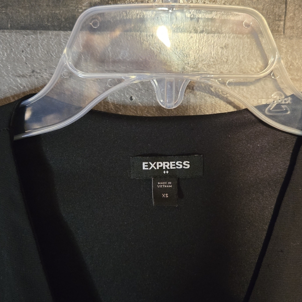 Express Black Long Sleeve V‑Neck Mini Dress - Picture 2 of 5